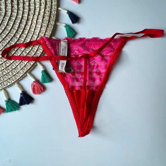 Victoria's Secret Stretch Cotton V-String Panty Pink Fever Medium NEW - Picture 5 of 7